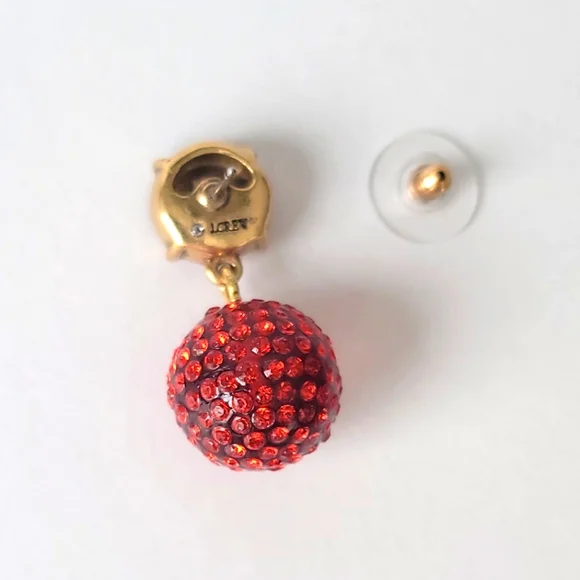 NWT J. Crew | Fresh Berry Red Pave Resin Drop Earrings - Picture 4 of 5